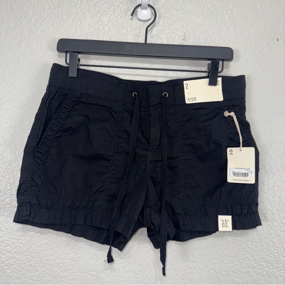 A.N.A Black Cargo Shorts with Drawstring Beach Vacation Casual Gothic New #cc